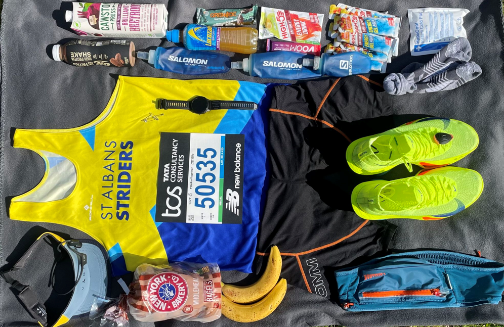 Inside my race day layout for the 2025 London Marathon